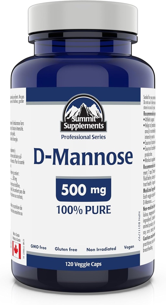 Summit Supplements - D-Mannose Capsules 500 mg, 120 Veggie Caps - Destek Urinary Tract Health - Carbohidratların Enerji Üretimini Desteklemek için Kaynağı - Athletic Support Supplements