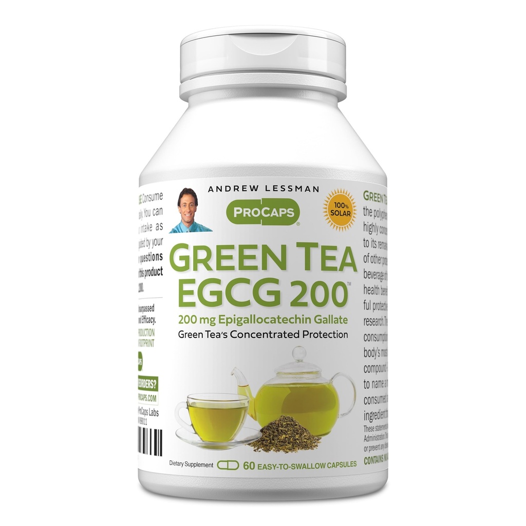 ANDREW LESSMAN Yeşil Çay EGCG 200 mg - 60 Capsules - 200 mg EGCG, Sağlıklı Yaşam İşi için Güçlü Anti-oksit Desteği, Immune, Brain, Heart and Circulatory Systems. Katkı yok