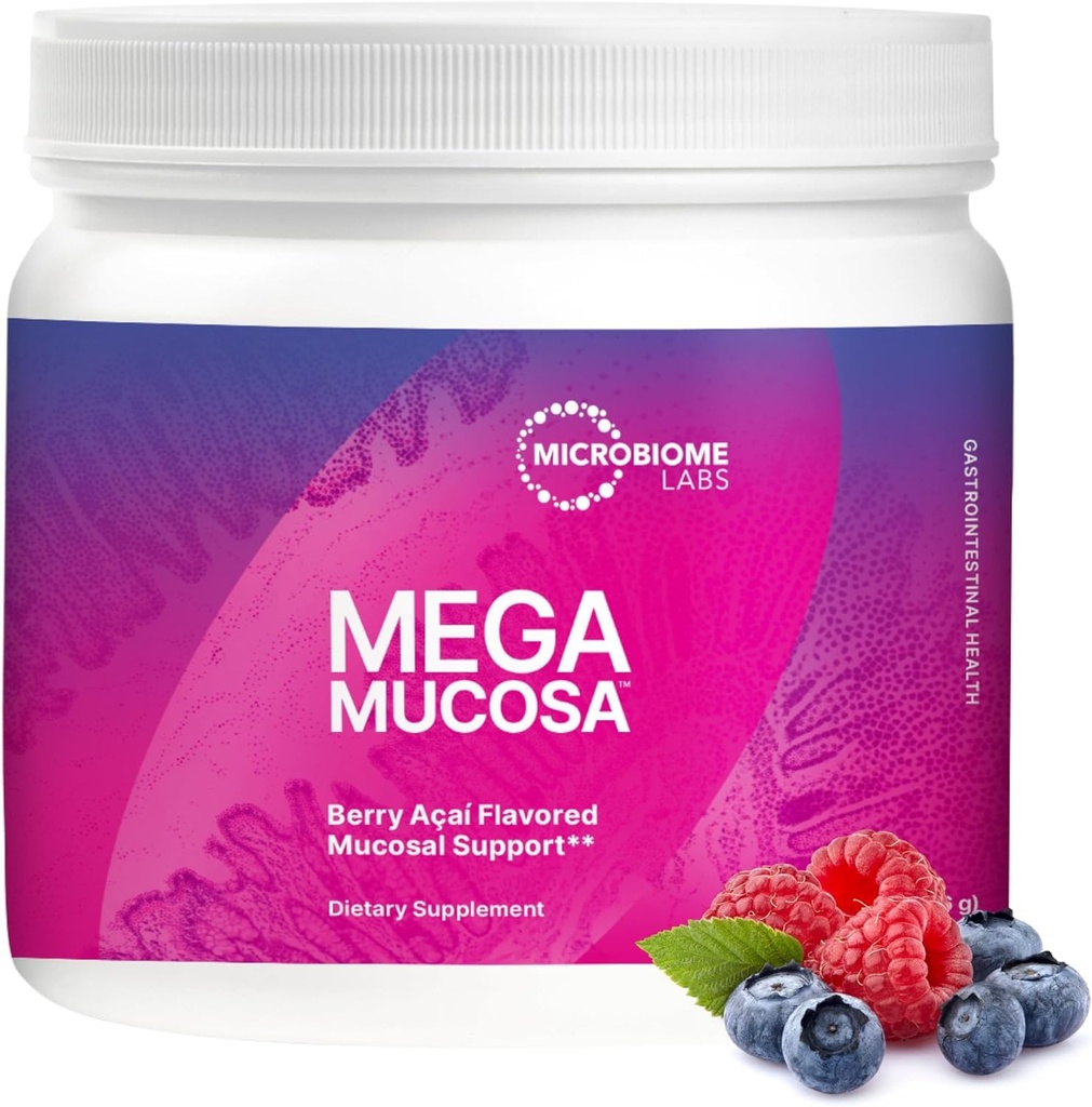 Mikrobiyom Laboratuvarları MegaMucosa Gut Health Toz - Sağlıklı Gut & Immune Function - Dairy-Free Immunoglobulins & Platinum Acids - Berry Acai (5.5 oz)