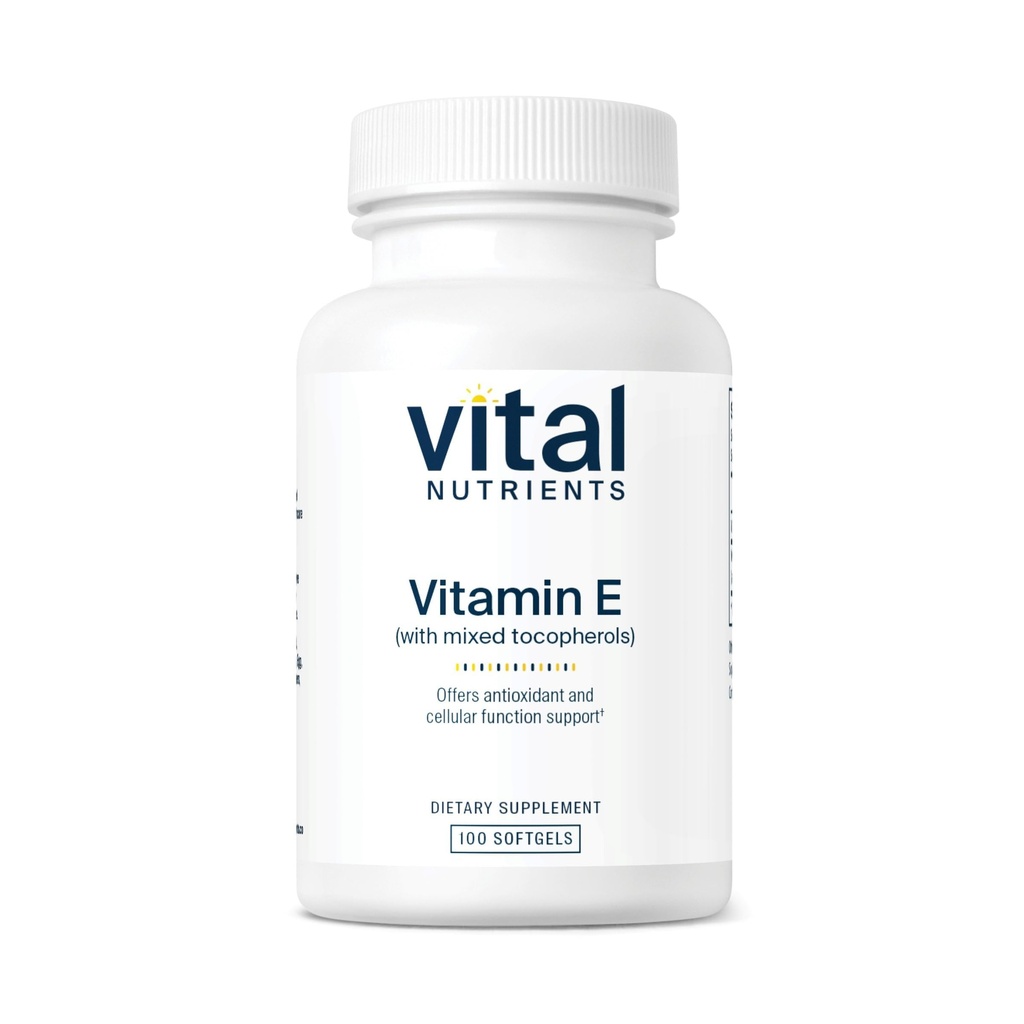 Vital Nutrients Vitamin E ile Karma Tocopherols | Potent Antioksi Vitamin E Supplements to Support Cardiovascular Health* | Gluten and Dairy Free | Non-GMO | 100 Softgels