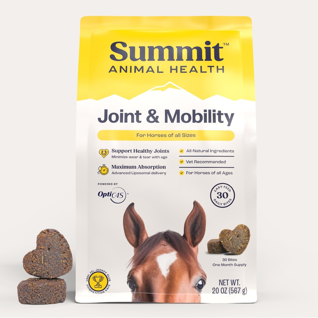 Summit Equine Joint & Mobility Bites Daily Supplement for Horses, Liposomal Delivery, Max Absorption, Vet Recommended, All-Natural Ingredients, 100% Drug-Free, Healthy Joints - 30 Bites