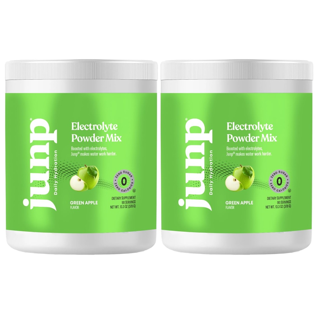 JUNP Electrolytes Toz No Sugar No Carbs – Mouthwatering Green Apple Drink Mix - Pyum & Salt Electrolyte Hydration Toz Zero Calorie Sugar Free Electrolyte Toz, Keto Friendly, 180 Servisler