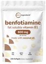 Mikro Malzemeler B1 Benfotimin 600 mg Oda başına, 240 Coconut Yağ Yumuşakgels | Bio available Bs Supplement, Active Thiamine | Non-GMO, Soy Free Thiamine | Non-GMO, Soy Free