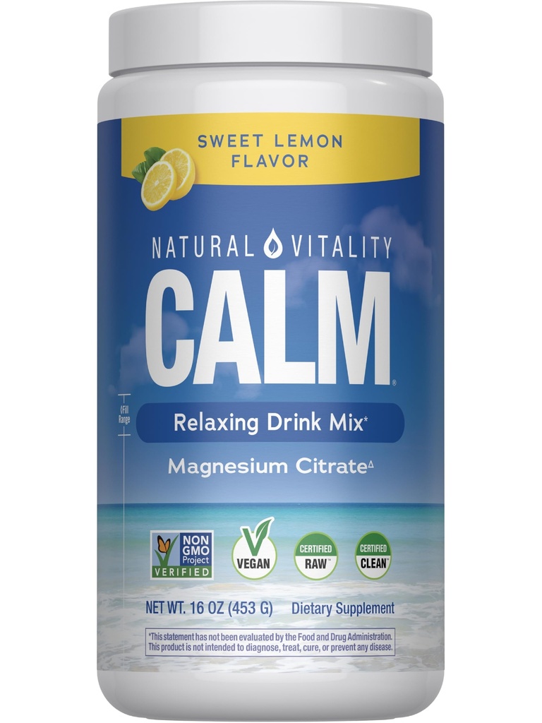 Doğal Vitality Calm, Magnezyum Supplement, Anti-Stress Drink Mix Toz, Gluten Free, Vegan, & Non-GMO, Sweet Lemon, 16 ozz