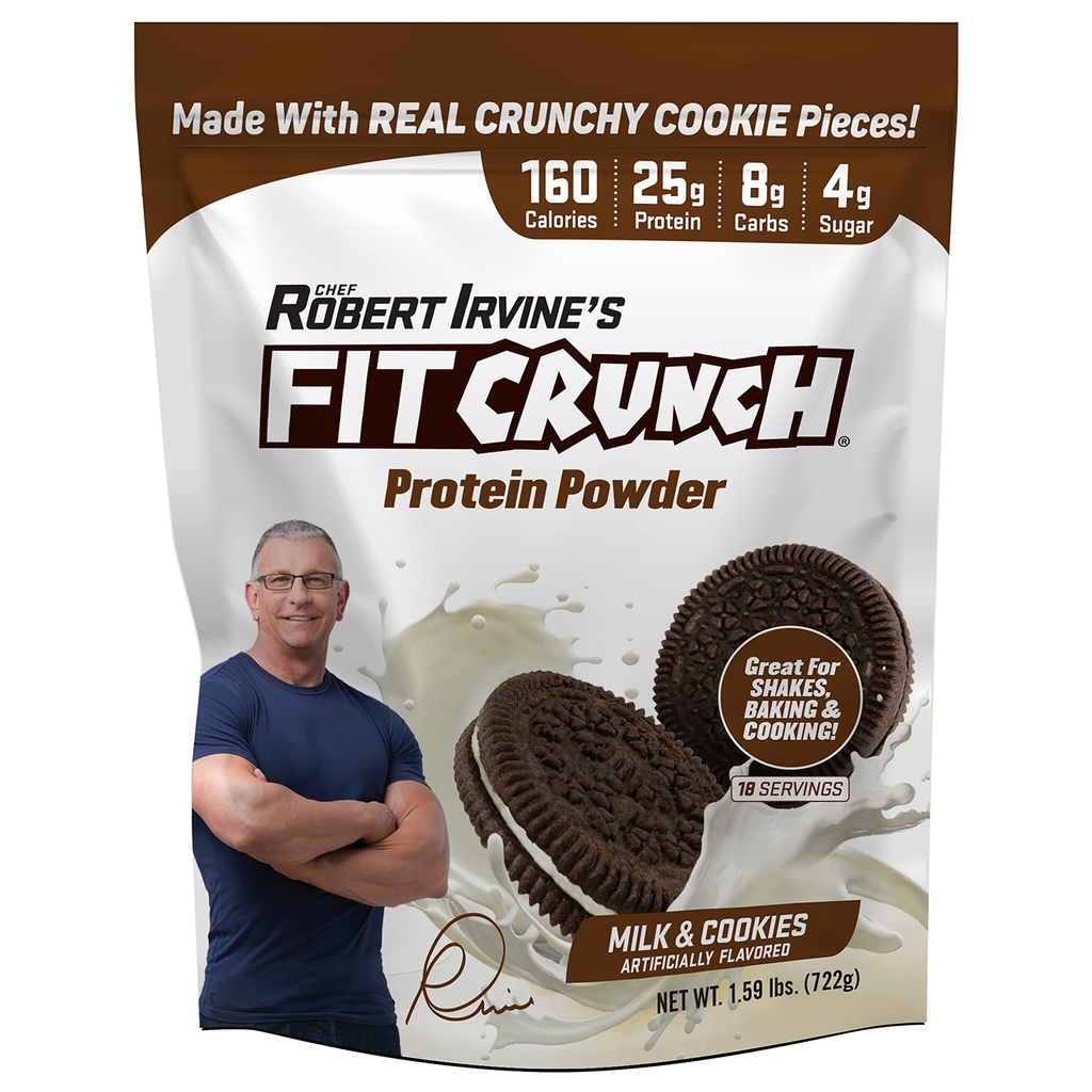 FITCRUNCH Tri-Blend Whey proteini, Keto Friendly, Low Calories, Yüksek Protein (18 Hizmet, Süt ve Kurabiyeler)