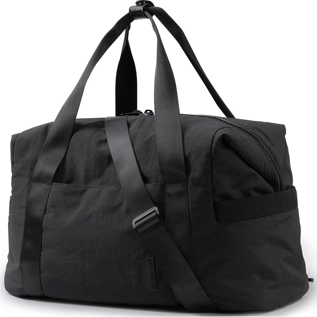 BAGSMART Spor Kadınları için Bag, Hafta Sonu Bag, Seyahat Duffel Çantaları tramvayla, Kişisel İlk Seyahat Bag Tote Bag Workout Dance Bag (Black,Medium)
