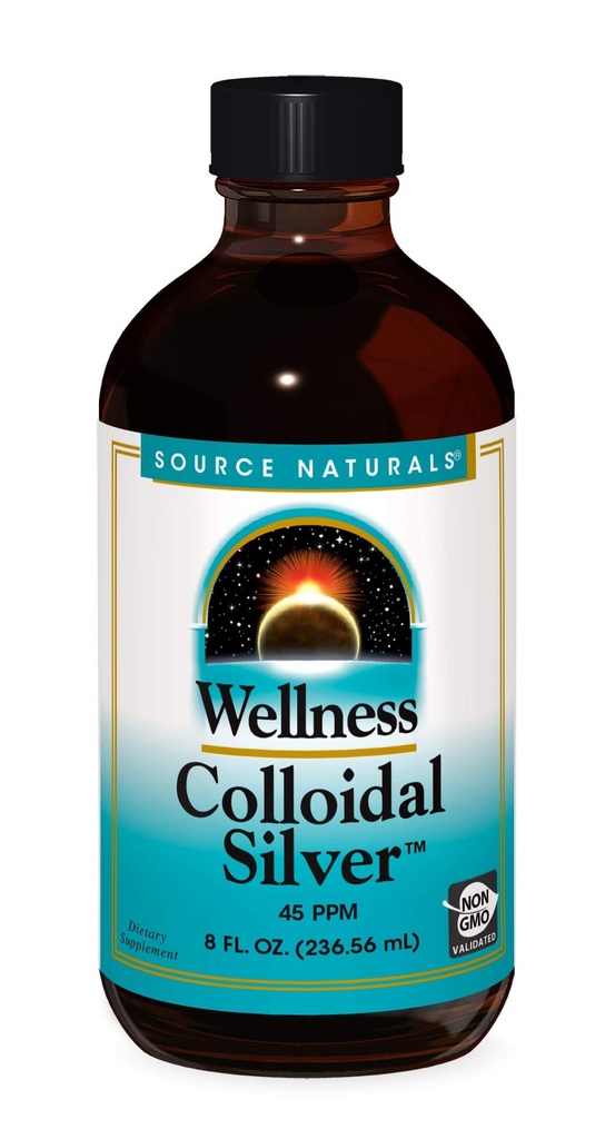 Source Naturals Wellness Colloidal Silver 45 ppm, Destekler Fiziksel Well Varlık* - 8 Akışkan oz