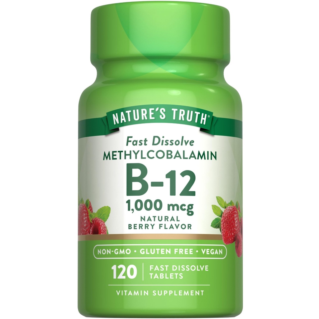 Nature's Truth B12 Vitamin Sublingual Tabletler | 1000 mcg | 120 Count | Vegan, Non-GMO & Gluten Free