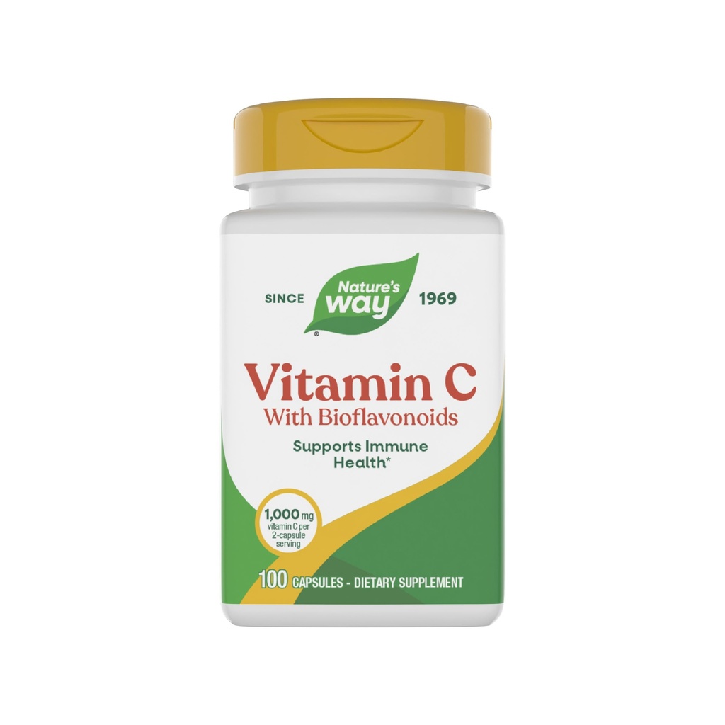 Nature's Way Vitamin C with Bioflavonoids, Immune Support*, High Potency C per 2capsule hizmet ediyor, Collagen *, 2Capsule Için 1.000 mg, 100 Capsules (Pazarlama May Vary)