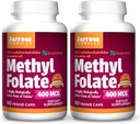 Jarrow Formulas Metil Folate 400 mcg - 60 Veggie Caps, Pack of 2 - Yüksek derecede Biyolojik olarak Aktif Foate Form - 4th Generation Folic Acid Technology - 120 Toplam Hizmetler