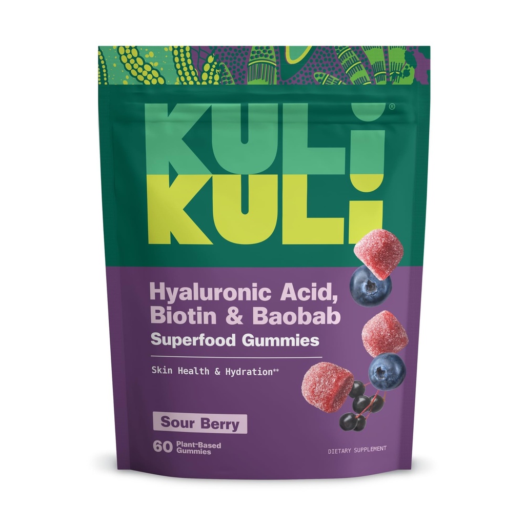 Kuli Kuli Super Gummies - Skin Supplements with Baobab, Elderberry, and Biotin - Helps Support Skin Health - 60 Non-GMO, Gluten-Free Gummies - Skin Supplements with Baobab, Elderberry
