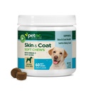Petnc Natural Care Dog Skin and Coat Supplement Supplement (60 Chewables), Omega 3, EPA & DHA ile Sağlıklı Skin & Glossy Coat, For Dogs 18 Weeks & Older, Liver Flavor