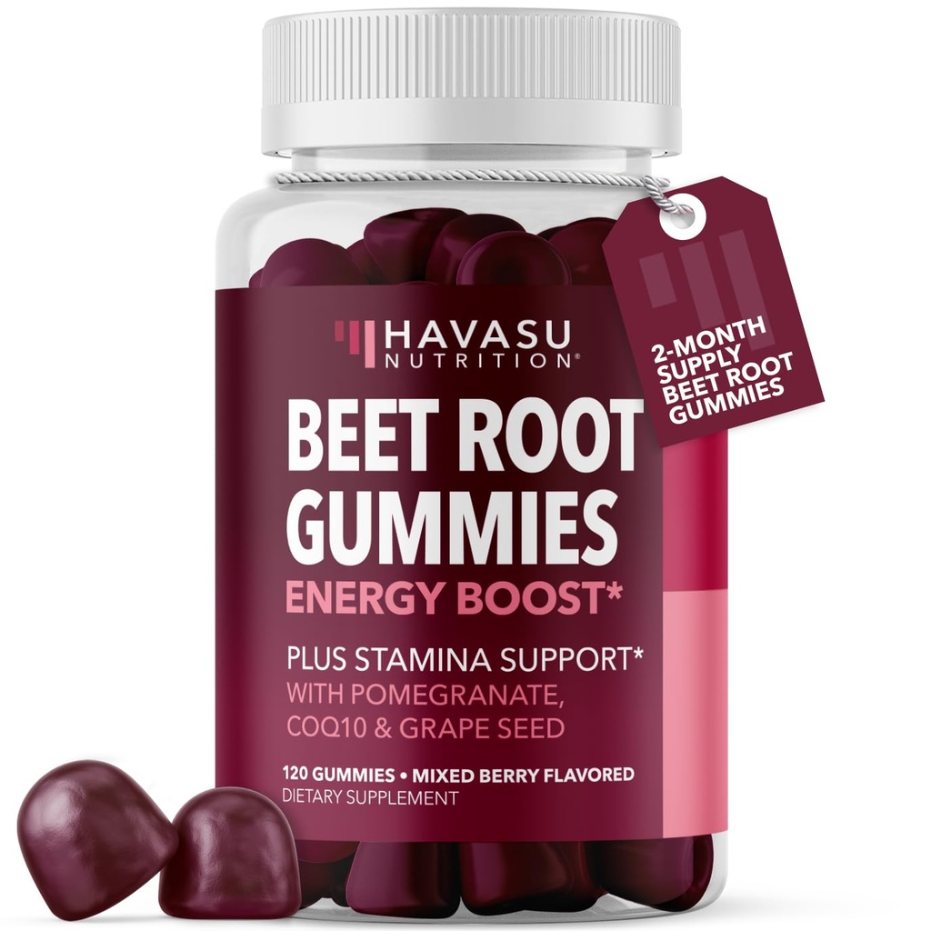 Arıt Root Gummies with COQ10 & Pomegranate - Erkekler ve Kadınlar için Nitrik Çimento Supplement - Endurance, Performans, Kurtarma - Vegan, Non-GMO, Gluten Free - Karma Berry Flavor, 120 Count