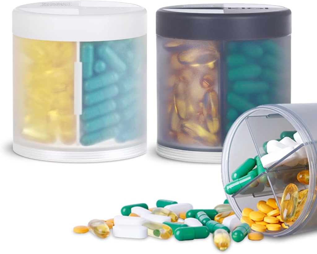 2 Pack KIGI Büyük Kapasite Tıbbı Organize Pill Şişeleri 4 Karşılaştırmalı