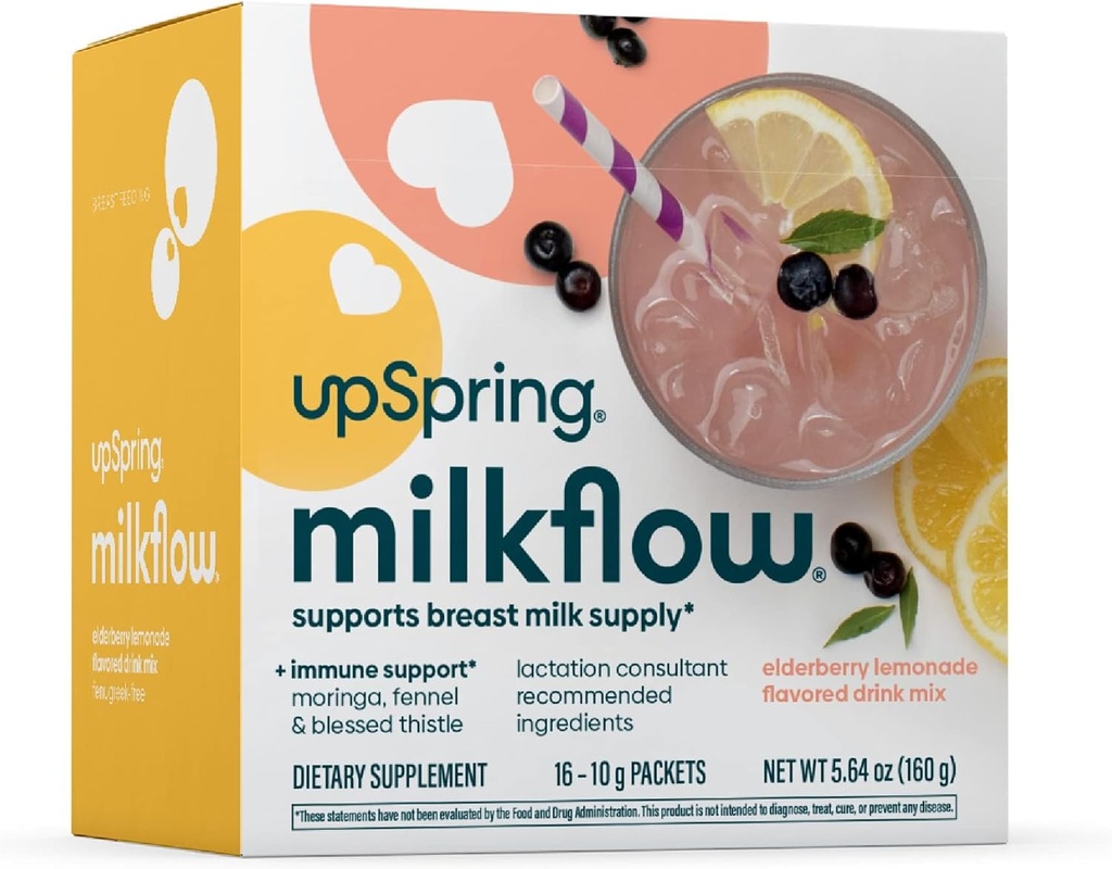 Süt akışı Immune Support Emziring Supplement Drink Mix Fenugreek-Free, Moringa Elder Lemonade Flavor, Lactation Supplement to Support Mother Milk Supply, 16 Mixes