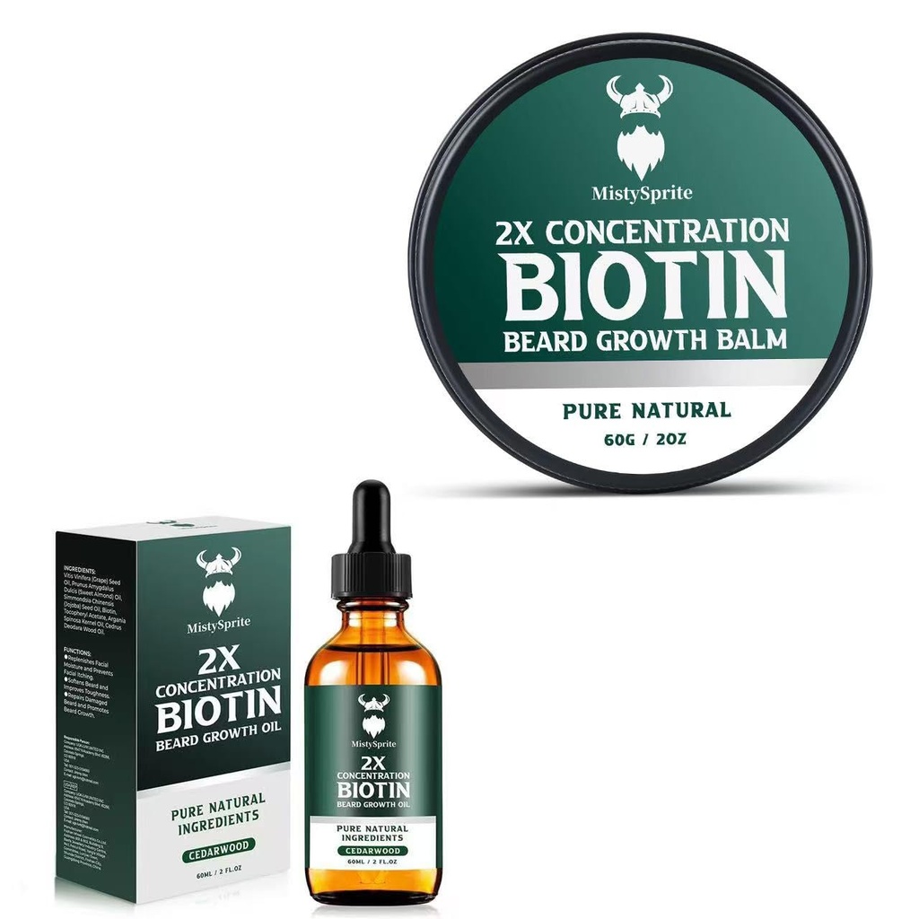 Erkekler için Biyotin Ayıd Balm ve Ayırma Ayılı Ayılar ve Büyüme Ayılı Büyüme Yağı, 2X Concentration Biotin for Men, Hydrates & Tiens Face Hair
