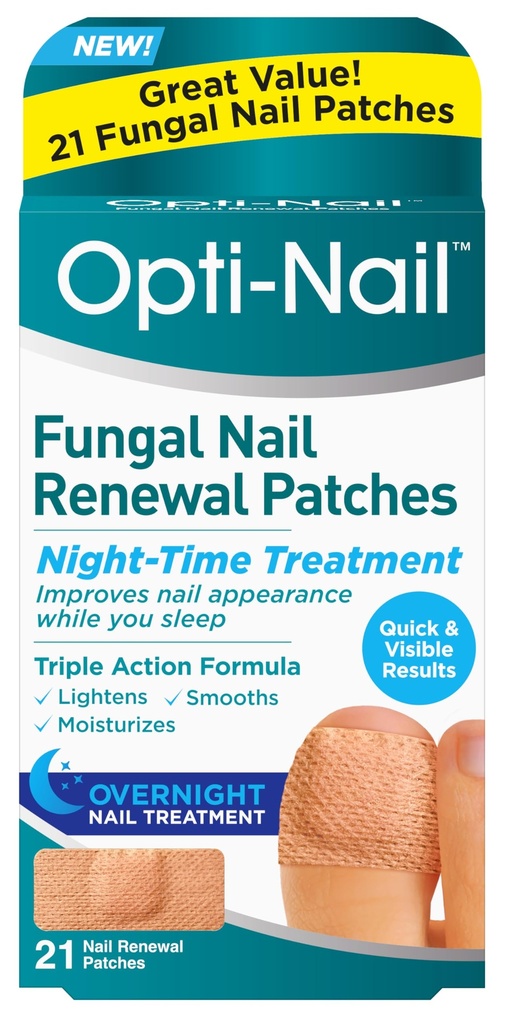 Opti-Nail Fungal Nail Renewal Patches - 21 Patches, Night-Time Tedavisi Çığ Görünümü İyileştirirken