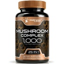 WELLNESS LABSRX Mushroom Supplement Capsules 10:1 Ekstraksiyon, Mushroom Complex Capsules 1000 mg, Lions Mane Supplement with Turkey Tail, Cordyceps, Reishi - Count 120