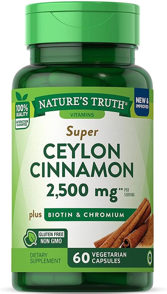 Nature's Truth Super Cinnamon artı Biotin & Chromium Quick release Capsules - 60 ct, Pack of 3