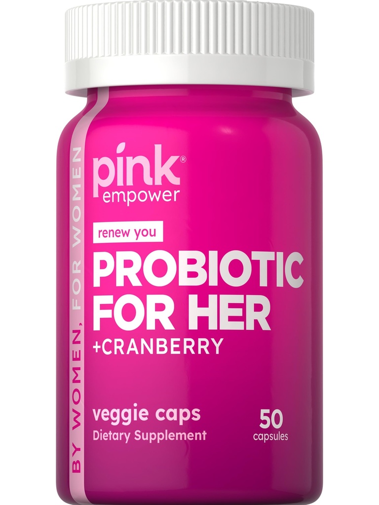 PINK Probiyotiks for Women | Digestive Health Support Capsules Plus Cranberry | 50 Count | Vegetarian, Non-GMO & Gluten Free Supplement Supplement Supplement