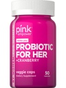 PINK Probiyotiks for Women | Digestive Health Support Capsules Plus Cranberry | 50 Count | Vegetarian, Non-GMO & Gluten Free Supplement Supplement Supplement