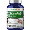 NusaPure Odorless Garlic 100:1 Ekstraksiyon, 50 mg 5000 mg Capsule | 120 Veggie Caps | Yüksek Potency | Herbal Supplement | Non-GMOMO