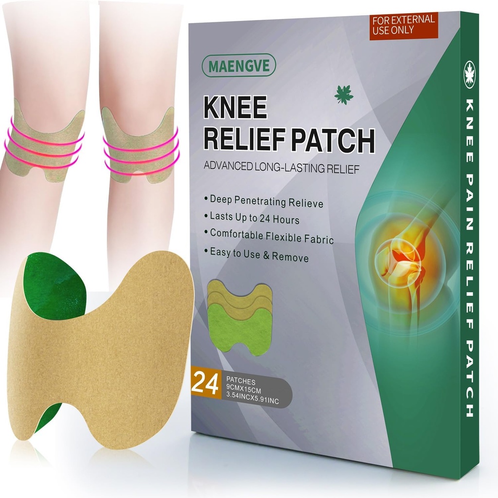 Diz Pain Relief Patch 24 Count - Igwort, Capsaicin & Menthol - 12 Hour Long Lasting Diz Support for Bone on Bone, Joint Pain, Kas Soreness