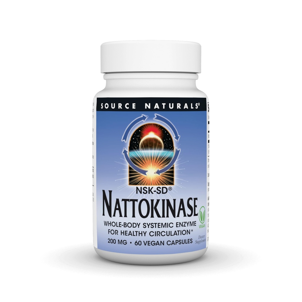 Source Naturals NSK-SD, Nattokinase, Vegetarian Friendly, Whole Body Systemic Enzyme for Health Circulation*, 200 mg - 60 Vegetarian Capsules