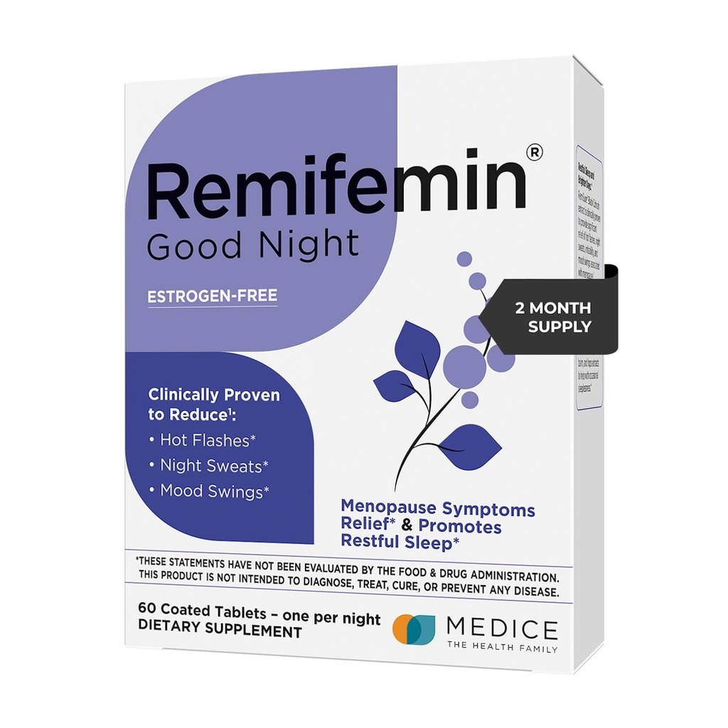 Remifemin Good Night - Menopause Belirtileri Relief & Restful Sleep Support - Klinik Proven Malzemeler - Menopause Supplements - Black Cohosh - Estrogen-Free - Almanya'da Yapılan - 60 Tablet