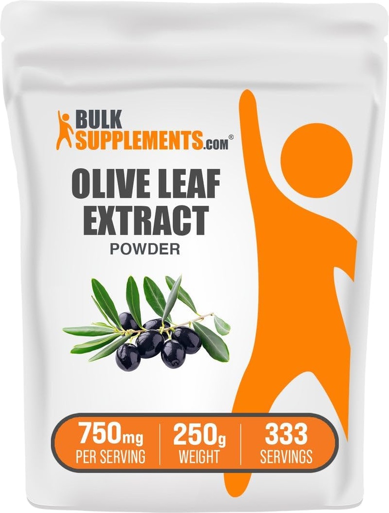BulkSupplements.com Olive Leaf Extract Toz - Herbal Supplement, Antioksi Kaynağı, Zeytin Leaf Toz - Gluten Free, 750 mg per Service, 250g (8.8 oz) (Pack of 1)