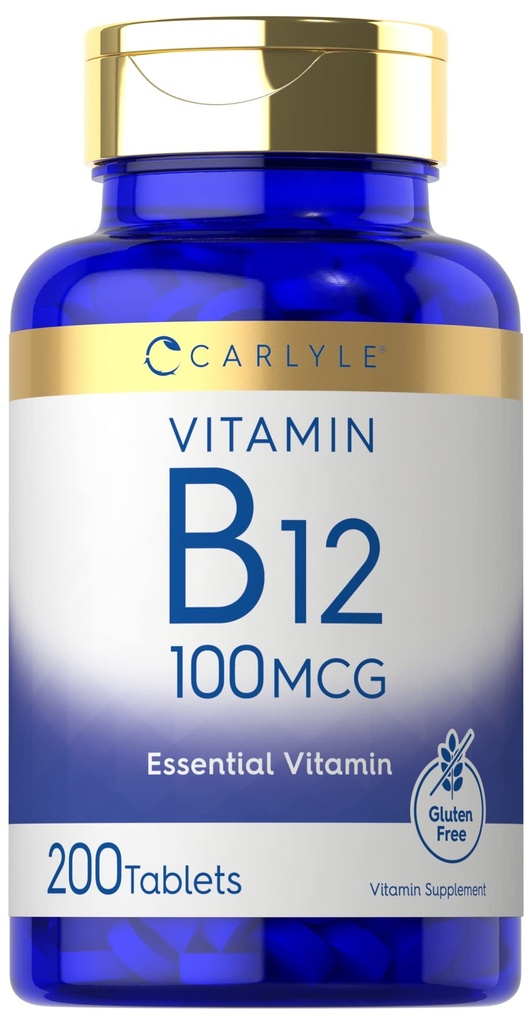 Carlyle Vitamin B12 100mcg | 200 Tablet | Temel Vitamin Tamam | Vegan, Non-GMO ve Gluten Free Formula