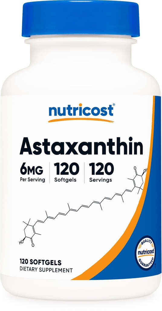 Nutricost Astaxanthin 6mg, Non-GMO and Gluten Free, 120 Softgels (4 Month Supply)
