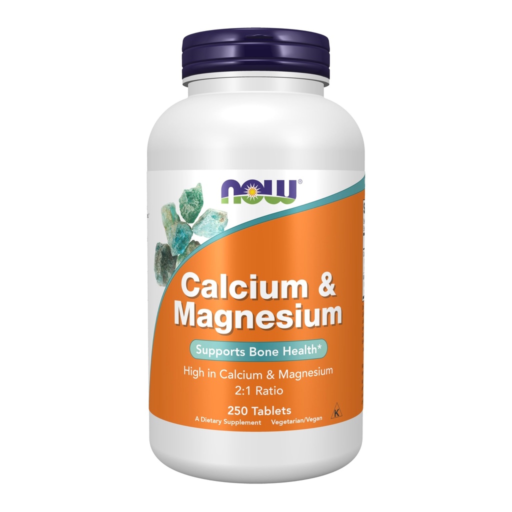Şimdi Gıdalar Tamamlar, Kalsiyum & Magnezyum 2:1 Oran, Yüksek Potency, Supports Bone Health*, 250 Tablet