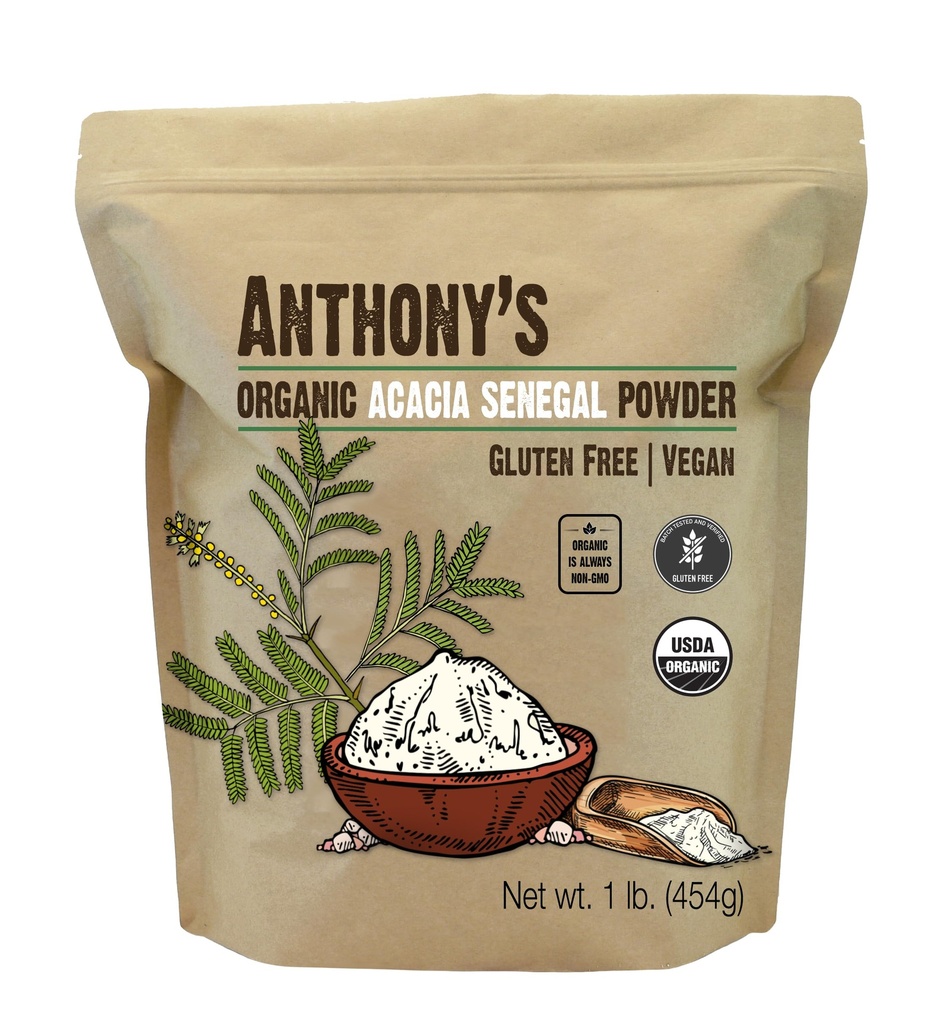 Anthony'nin Organik Acacia Senegal Toz, 1 lb, Batch Tested Gluten Free, Non GMO, ► Fiber, Prebiyotik