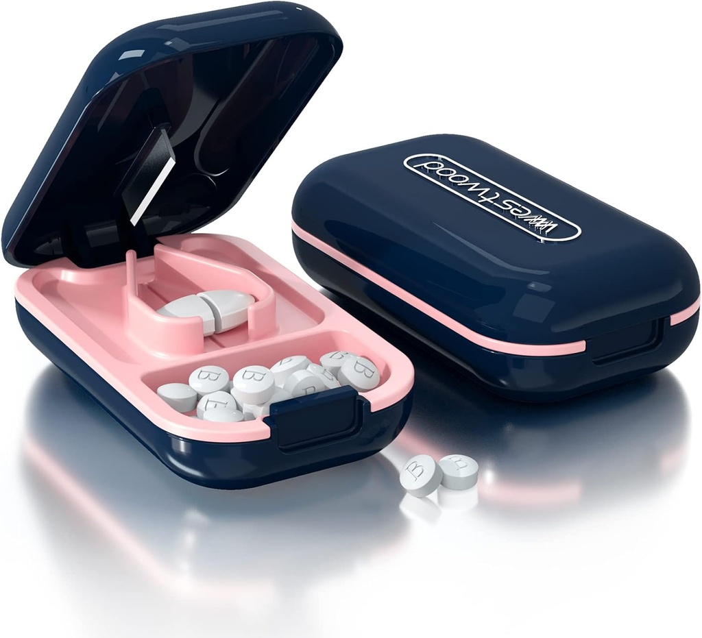 Pill Cut, Pill Splitter for kesim Small Pills or Large Pills in Half,Cuts Pills, Vitaminler, Tabletler, Paslanmaz Çelik Bıçak, Seyahat Boyutlu (Pill XS, Blue)