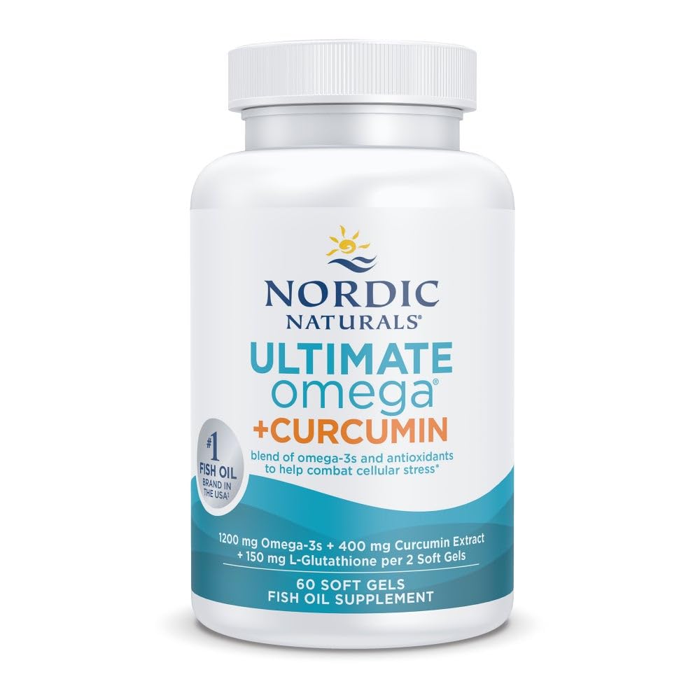 Nordic Naturals Omega Curcumin, Lemon - 60 Soft Gels - 1200 mg Omega-3 + 400 mg Optimized Curcumin - Savaş Hücreleri Stresi - Non-GMO - 30 Hizmetler