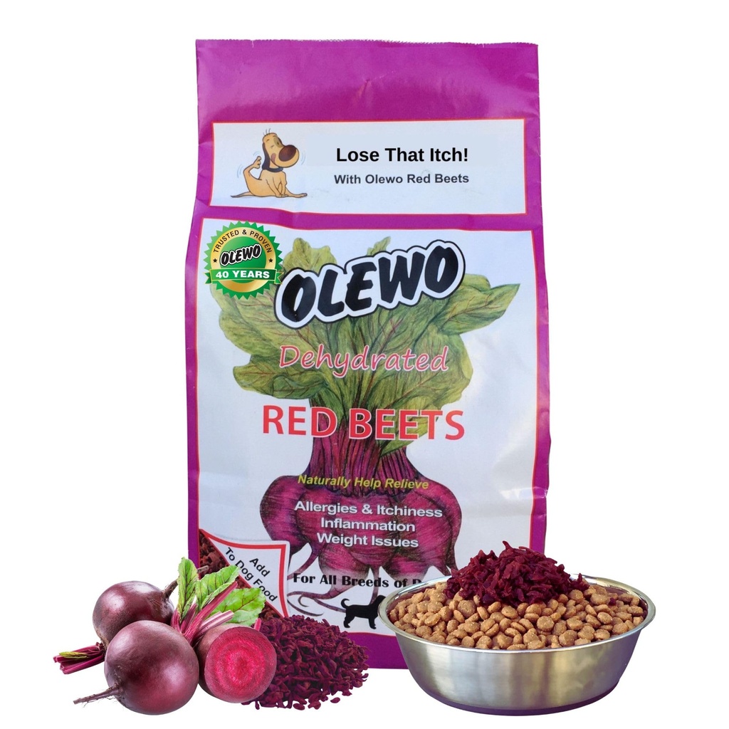 Olewo Original Red Beets for Dogs – Natural Anti Itch for Dogs, Dog Food Topper, Immune, Cleansing, Skin & Coat Support, Dehidratd Whole Food Dog Multivitamin, Fiber for Dogs, 1 lb