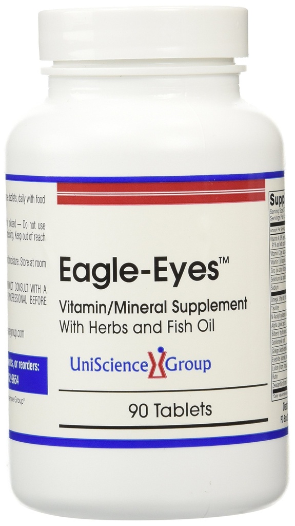 Eagle-Eyes, Optimal Vizyon Sağlık 500 mg Omega 3 Fish Oil, Lutein, Zeaxanthin, Bilberry Meyvesi, Vitaminler A, C, E, çinko, NAC, Taurine, 90 Tabletler