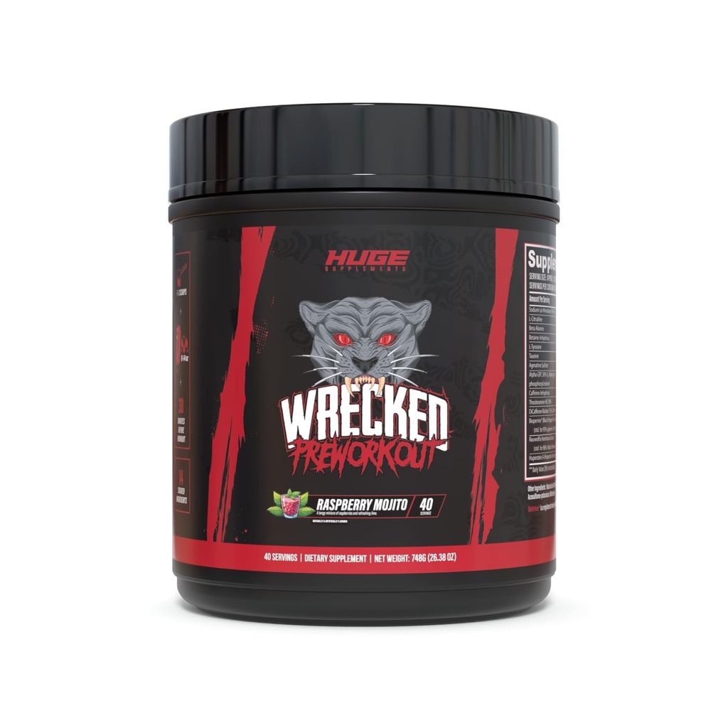 Wrecked Pre Workout, Advanced Formula, Boosts Energy, Focus, Pumps & Performance, 10g L-Citrulline, 6.4g Beta Alanine, 5g Tyrosine, 1g Alpha GPC, 375 mg Hızlı Teklif Caffeine & More