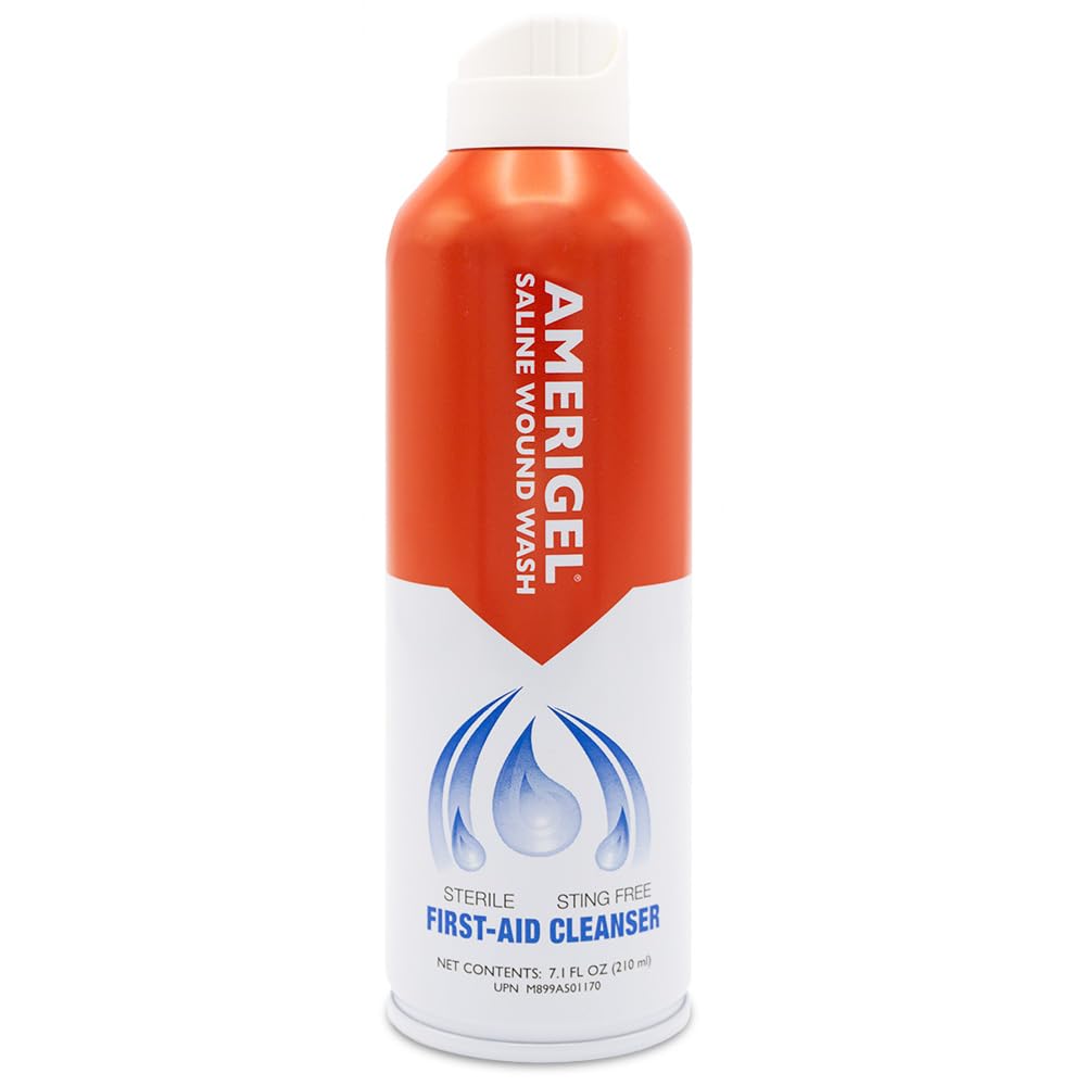 AMERIGEL - Saline Yara Yıkama - İlk Yardım Çözümü Temizliyor - Gelişmiş Cilt ve Yara Bakımı - 7.1 Oz.