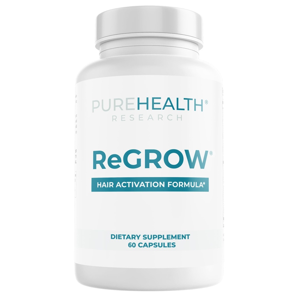 PUREHEALTHTH ReGrow - Saç Büyüme Vitaminleri - Saw Palmetto, Biotin, Collagen, çinko, Iron, Iodine, Selenium & More - Kadınlar ve Erkekler için Saç Ekleri - 60 Capsules