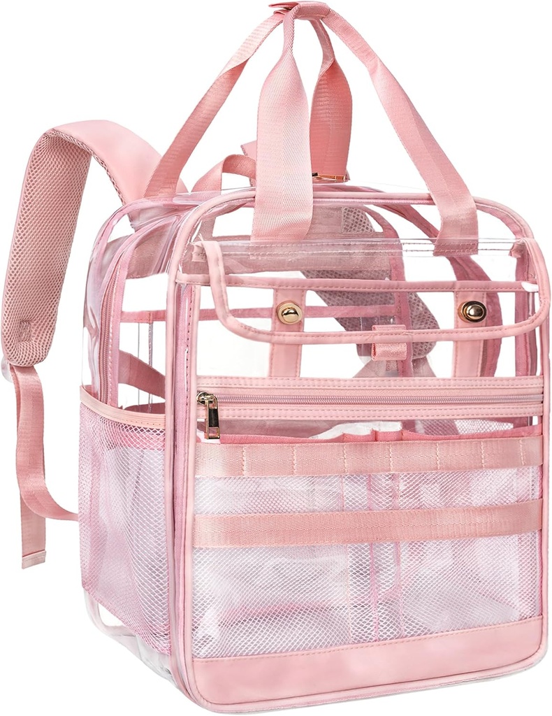 Clear Heavy Duty PVC Gap, Çalışma için Büyük Pratik Multi-Pockets, Travel (Pink)