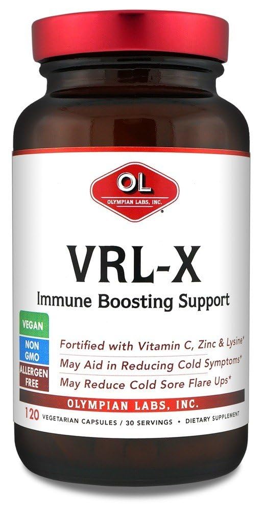 Olympian Labs VRL-X Gelişmiş Immune Desteği, C, çinko & Lysine, Soğuk Sore Yardımı, 120 Capsules