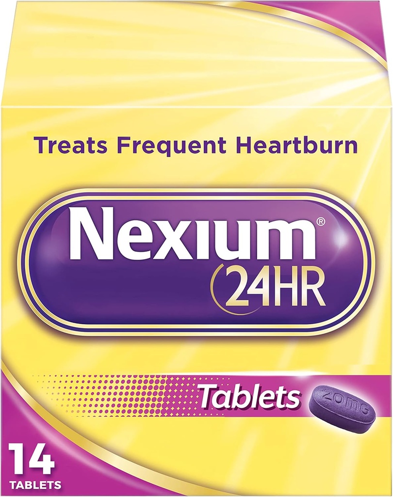 Nexium 24HR Gecikmiş Yayın Kalpburnu Ölçüm Tabletleri, Esomeprazole Magnezyum Asit Özellikleri, 20 mg, 14 Count