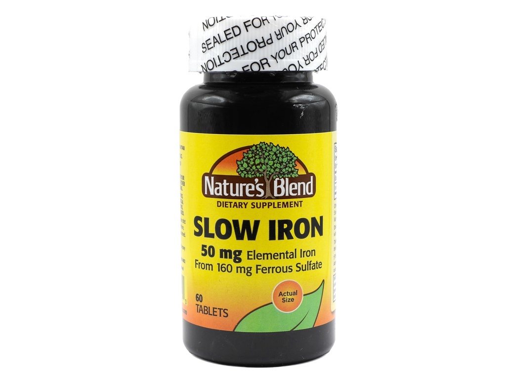 Nature's Blend Slow Iron 50 mg (160 mg) Yavaş Fe® 60 Tabletlerle karşılaştırıldığında