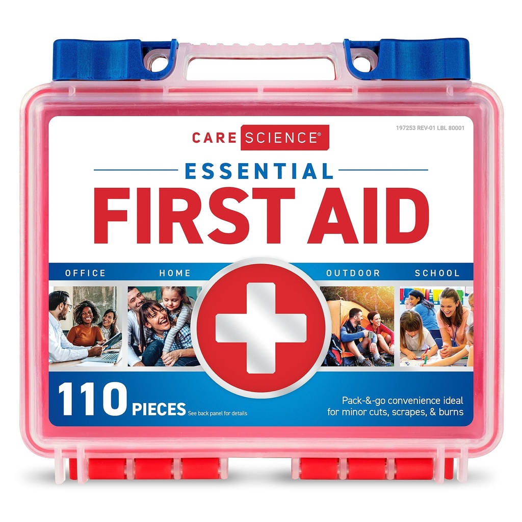 Sağlık Bilimi İlk Yardım Kit, 110 Adet | Seyahat için Profesyonel Kullanım, Çalışma, Okul, Ev, Araba, Acil, Yaşam, Kamp, Yürüyüş ve Daha Fazla
