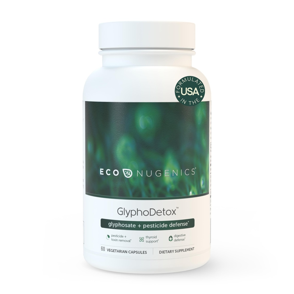 EkoNugenics GlyphoDetox Supplement – Güvenli bir şekilde Glyphosate Pesticides and Agriculture Toxins – Detox Formula w/Kelp, Citrus Pectin, Algimate, Glycine - Erkekler ve Kadınlar için - 60 Capsules -