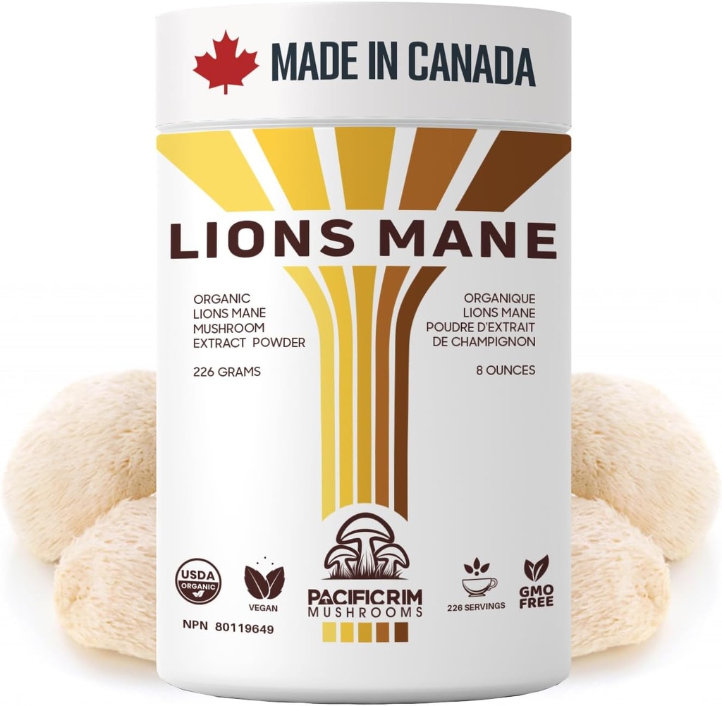 Lions Mane Supplement Toz Ultra Strength 10:1 Organik Lions Mane Mushroom Supporting Memory, Cognition, Brain Health, 8 Ounces / 226 Hizmetler