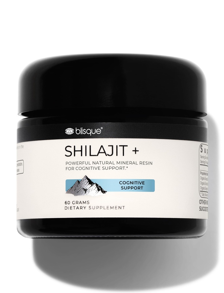 Blisque - Saf Himalaya Organik Shilajit Giyim Tamamı | Bilişsel Destek | Organik Bacopa ve Gotu Kola | Gerçek ve Doğal | 60 Grams