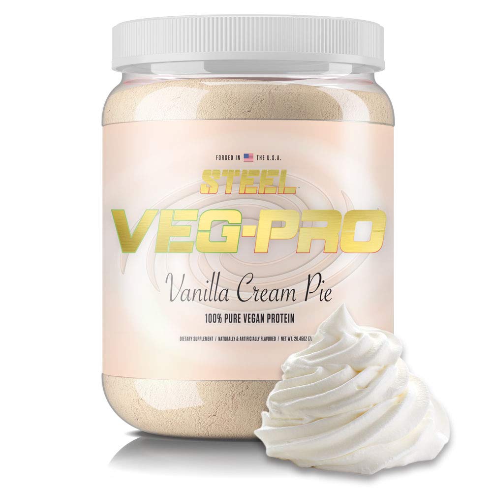 Steel Supplements Veg-PRO | Vegan Protein Toz, Vanilla Cream Pie | 25 Servisler (1.65lbs) | BCAA Amino Asit | Gluten Ücretsiz | Süt | Low Carb Formula